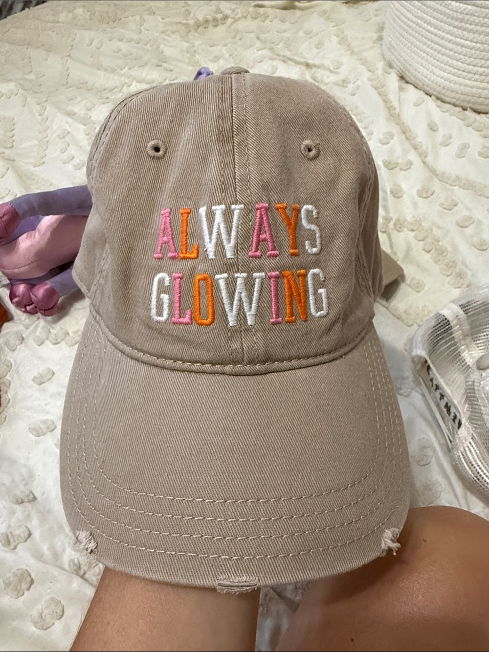 Aerie Beige 'Always Glowing' Embroidered Baseball Cap